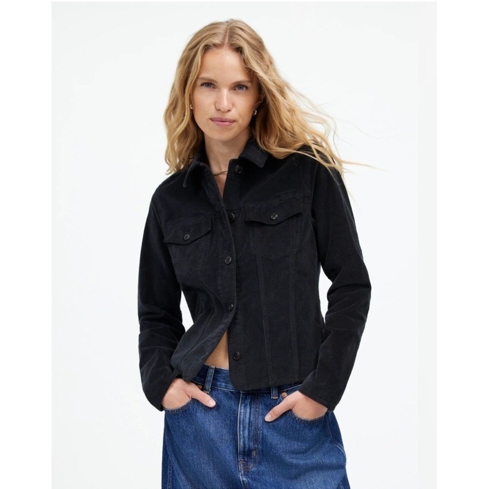 Madewell NWOT‎ Corduroy Shrunken Button Front Shirt Black XS
